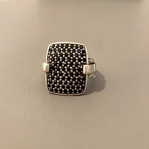 John Hardy Classic Chain Silver Lava Black Sapphire Ring, Size 7.